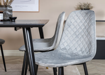 Venture Home Dipp & Polar Rektangulära Matbord 180 x 90 Svart + Matstolar 2-pack Grå