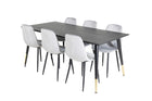 Venture Home Dipp & Polar Rektangulära Matbord 180 x 90 Svart + Matstolar 2-pack Grå