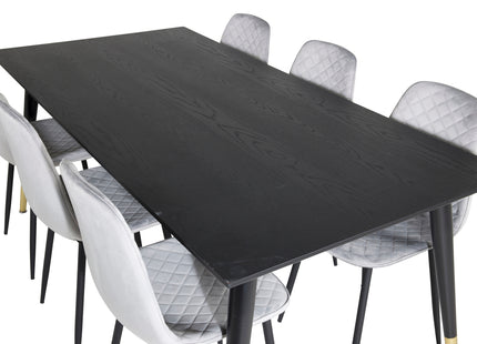Venture Home Dipp & Polar Rektangulära Matbord 180 x 90 Svart + Matstolar 2-pack Grå