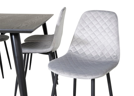 Venture Home Dipp & Polar Rektangulära Matbord 180 x 90 Svart + Matstolar 2-pack Grå