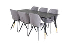 Venture Home Gemma & Dipp Matstolar 2-pack Grå + Rektangulära Matbord 180 x 90 Svart