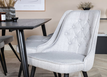 Venture Home Dipp & Velvet Deluxe Rektangulära Matbord 180 x 90 Svart + Matstolar 2-pack Grå