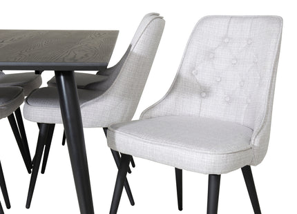 Venture Home Dipp & Velvet Deluxe Rektangulära Matbord 180 x 90 Svart + Matstolar 2-pack Grå