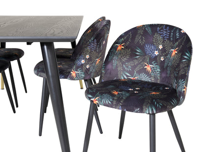 Venture Home Dipp & Velvet Rektangulära Matbord 180 x 90 Svart + Matstolar 2-pack Svart