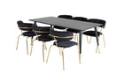 Venture Home Arrow & Dipp Matstolar 2-pack Svart + Rektangulära Matbord 180 x 90 Svart