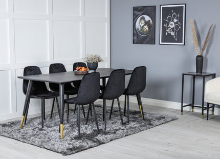 Venture Home Dipp & Polar Rektangulära Matbord 180 x 90 Svart + Matstolar 2-pack Svart