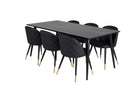 Venture Home Dipp & Velvet Rektangulära Matbord 180 x 90 Svart + Matstolar 2-pack Svart