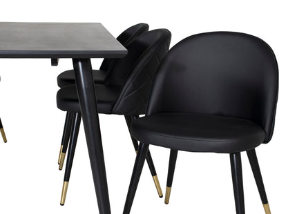 Venture Home Dipp & Velvet Rektangulära Matbord 180 x 90 Svart + Matstolar 2-pack Svart