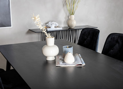 Venture Home Dipp & Velvet Deluxe Rektangulära Matbord 180 x 90 Svart + Matstolar 2-pack Svart