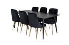 Venture Home Dipp & Velvet Deluxe Rektangulära Matbord 180 x 90 Svart + Matstolar 2-pack Svart