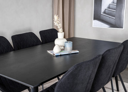 Venture Home Gemma & Dipp Matstolar 2-pack Svart + Rektangulära Matbord 180 x 90 Svart