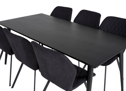 Venture Home Gemma & Dipp Matstolar 2-pack Svart + Rektangulära Matbord 180 x 90 Svart