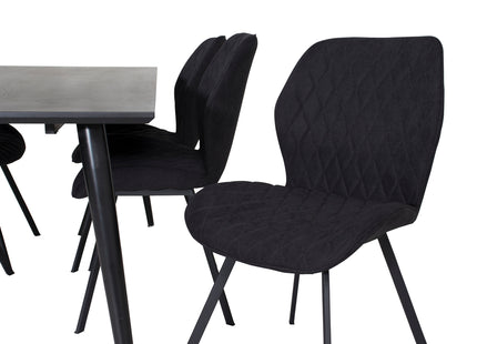 Venture Home Gemma & Dipp Matstolar 2-pack Svart + Rektangulära Matbord 180 x 90 Svart
