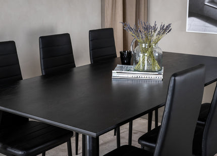 Venture Home Slim & Dipp Matstolar 2-pack Svart + Rektangulära Matbord 180 x 90 Svart