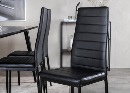 Venture Home Slim & Dipp Matstolar 2-pack Svart + Rektangulära Matbord 180 x 90 Svart