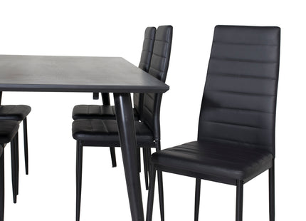 Venture Home Slim & Dipp Matstolar 2-pack Svart + Rektangulära Matbord 180 x 90 Svart