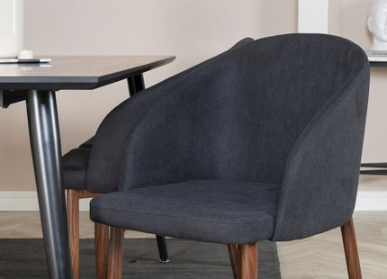 Venture Home Arch & Dipp Matstolar 2-pack Svart + Rektangulära Matbord 180 x 90 Svart
