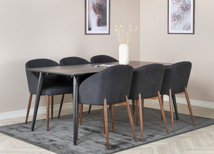 Venture Home Arch & Dipp Matstolar 2-pack Svart + Rektangulära Matbord 180 x 90 Svart