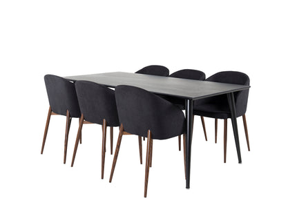 Venture Home Arch & Dipp Matstolar 2-pack Svart + Rektangulära Matbord 180 x 90 Svart