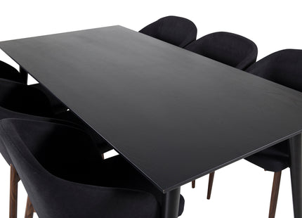 Venture Home Arch & Dipp Matstolar 2-pack Svart + Rektangulära Matbord 180 x 90 Svart