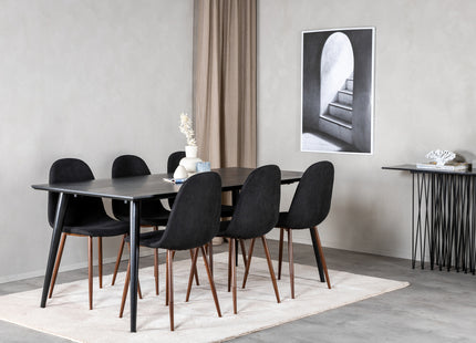 Venture Home Dipp & Polar Rektangulära Matbord 180 x 90 Svart + Matstolar 2-pack Svart