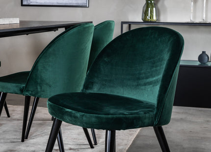 Venture Home Dipp & Velvet Rektangulära Matbord 180 x 90 Svart + Matstolar 2-pack Grön