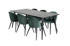 Venture Home Dipp & Velvet Rektangulära Matbord 180 x 90 Svart + Matstolar 2-pack Grön
