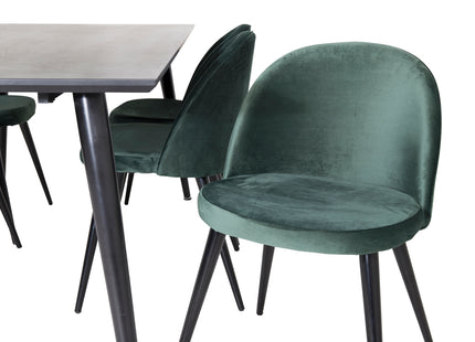 Venture Home Dipp & Velvet Rektangulära Matbord 180 x 90 Svart + Matstolar 2-pack Grön