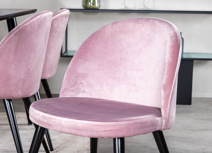 Venture Home Dipp & Velvet Rektangulära Matbord 180 x 90 Svart + Matstolar 2-pack Dammig rosa