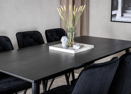 Venture Home Dipp & Velvet Deluxe Rektangulära Matbord 180 x 90 Svart + Matstolar 2-pack Svart
