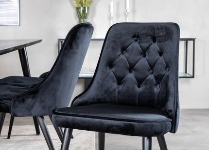 Venture Home Dipp & Velvet Deluxe Rektangulära Matbord 180 x 90 Svart + Matstolar 2-pack Svart