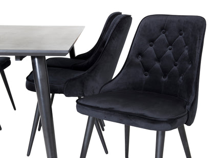 Venture Home Dipp & Velvet Deluxe Rektangulära Matbord 180 x 90 Svart + Matstolar 2-pack Svart
