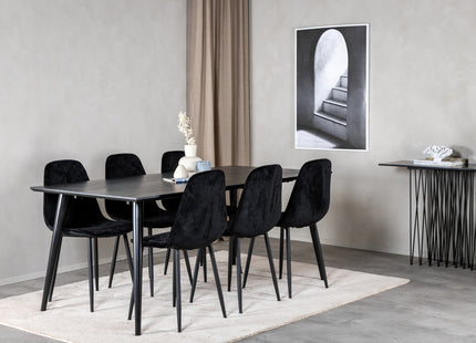 Venture Home Dipp & Polar Rektangulära Matbord 180 x 90 Svart + Matstolar 2-pack Svart
