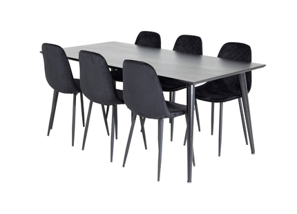 Venture Home Dipp & Polar Rektangulära Matbord 180 x 90 Svart + Matstolar 2-pack Svart
