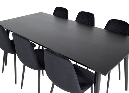 Venture Home Dipp & Polar Rektangulära Matbord 180 x 90 Svart + Matstolar 2-pack Svart