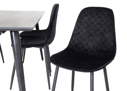 Venture Home Dipp & Polar Rektangulära Matbord 180 x 90 Svart + Matstolar 2-pack Svart