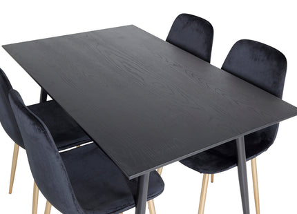 Venture Home Dipp & Polar Rektangulära Matbord 120 x 85 Svart + Matstolar 2-pack Svart