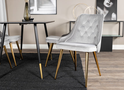 Venture Home Dipp & Velvet Deluxe Rektangulära Matbord 120 x 85 Svart + Matstolar 2-pack Grå
