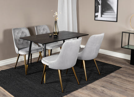 Venture Home Dipp & Velvet Deluxe Rektangulära Matbord 120 x 85 Svart + Matstolar 2-pack Grå