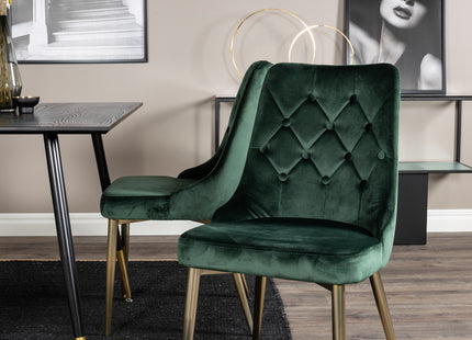 Venture Home Dipp & Velvet Deluxe Rektangulära Matbord 120 x 85 Svart + Matstolar 2-pack Grön