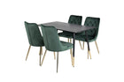 Venture Home Dipp & Velvet Deluxe Rektangulära Matbord 120 x 85 Svart + Matstolar 2-pack Grön