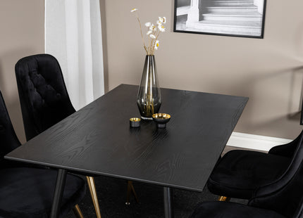 Venture Home Dipp & Velvet Deluxe Rektangulära Matbord 120 x 85 Svart + Matstolar 2-pack Svart