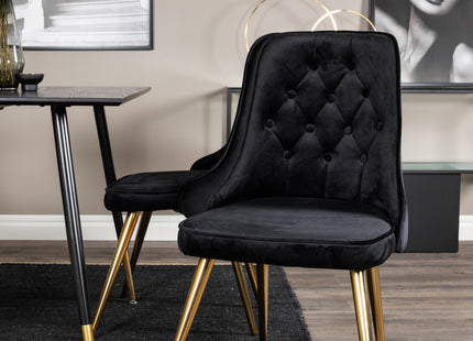 Venture Home Dipp & Velvet Deluxe Rektangulära Matbord 120 x 85 Svart + Matstolar 2-pack Svart
