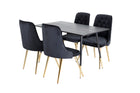Venture Home Dipp & Velvet Deluxe Rektangulära Matbord 120 x 85 Svart + Matstolar 2-pack Svart