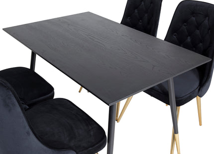 Venture Home Dipp & Velvet Deluxe Rektangulära Matbord 120 x 85 Svart + Matstolar 2-pack Svart