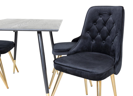 Venture Home Dipp & Velvet Deluxe Rektangulära Matbord 120 x 85 Svart + Matstolar 2-pack Svart
