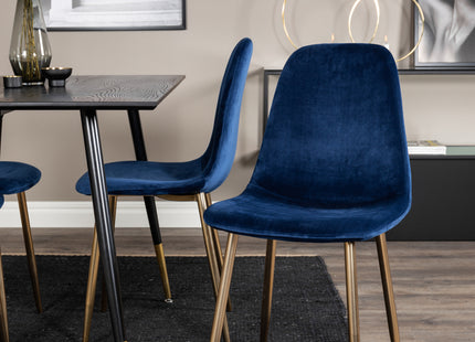 Venture Home Dipp & Polar Rektangulära Matbord 120 x 85 Svart + Matstolar 2-pack Blå