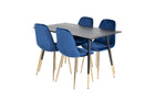 Venture Home Dipp & Polar Rektangulära Matbord 120 x 85 Svart + Matstolar 2-pack Blå