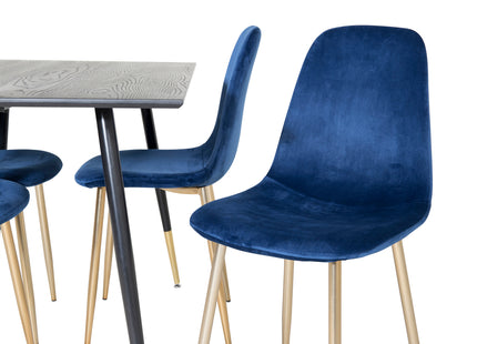 Venture Home Dipp & Polar Rektangulära Matbord 120 x 85 Svart + Matstolar 2-pack Blå