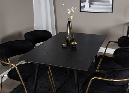 Venture Home Arrow & Dipp Matstolar 2-pack Svart + Rektangulära Matbord 120 x 85 Svart